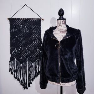NWOT Black Fuzzy Hoodie